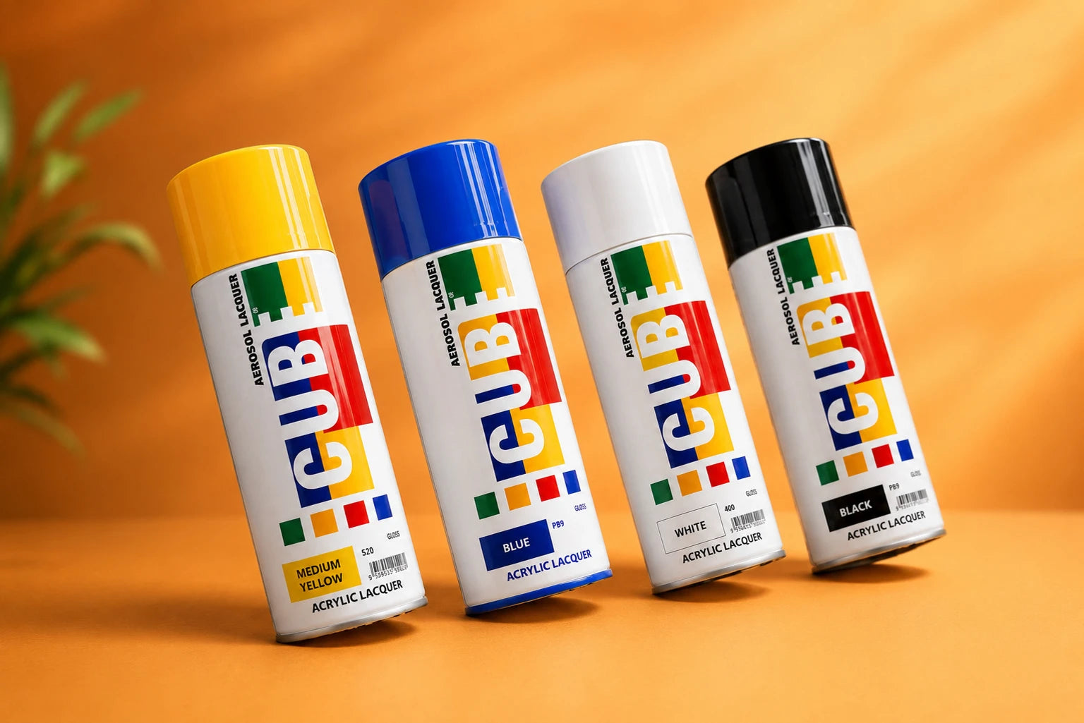 Spray Paint Combo (Pack of 4) Yellow, Blue, White, Black