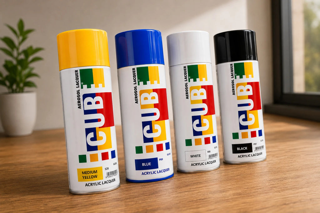Spray Paint Combo (Pack of 4) Yellow, Blue, White, Black