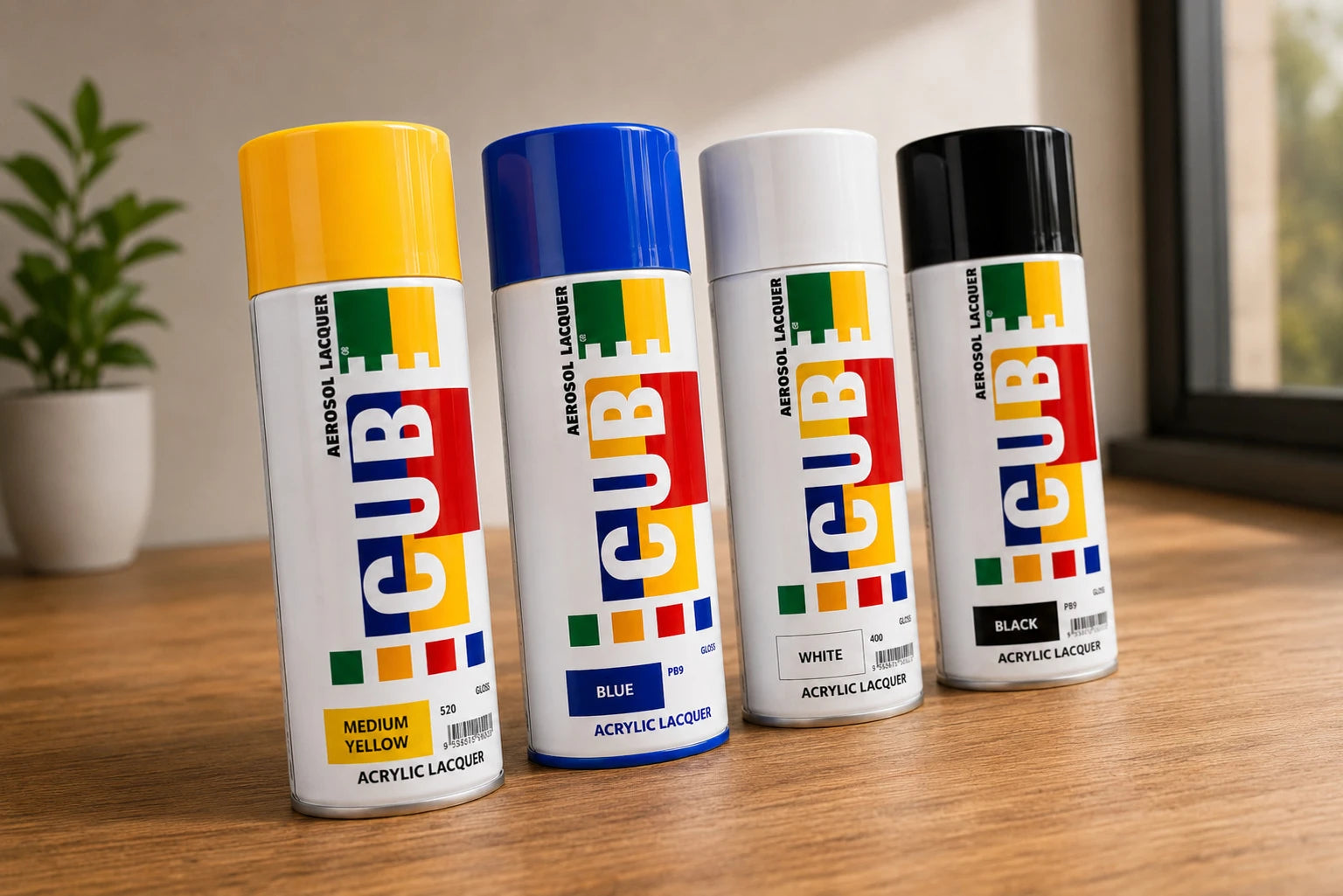 Spray Paint Combo (Pack of 4) Yellow, Blue, White, Black
