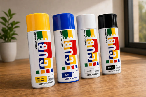 Spray Paint Combo (Pack of 4) Yellow, Blue, White, Black