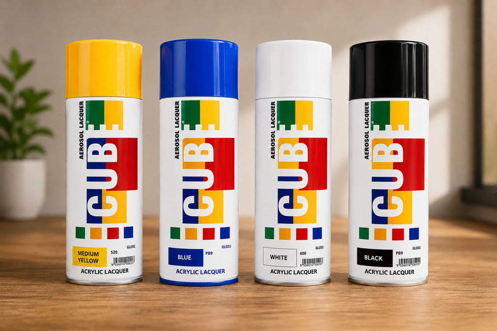 Spray Paint Combo (Pack of 4) Yellow, Blue, White, Black